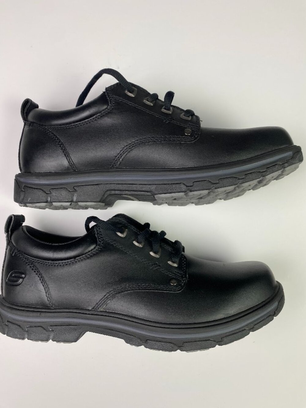 Skechers Mens Segment Rilar Black Leather Memory Foam Oxford Shoes Size 11